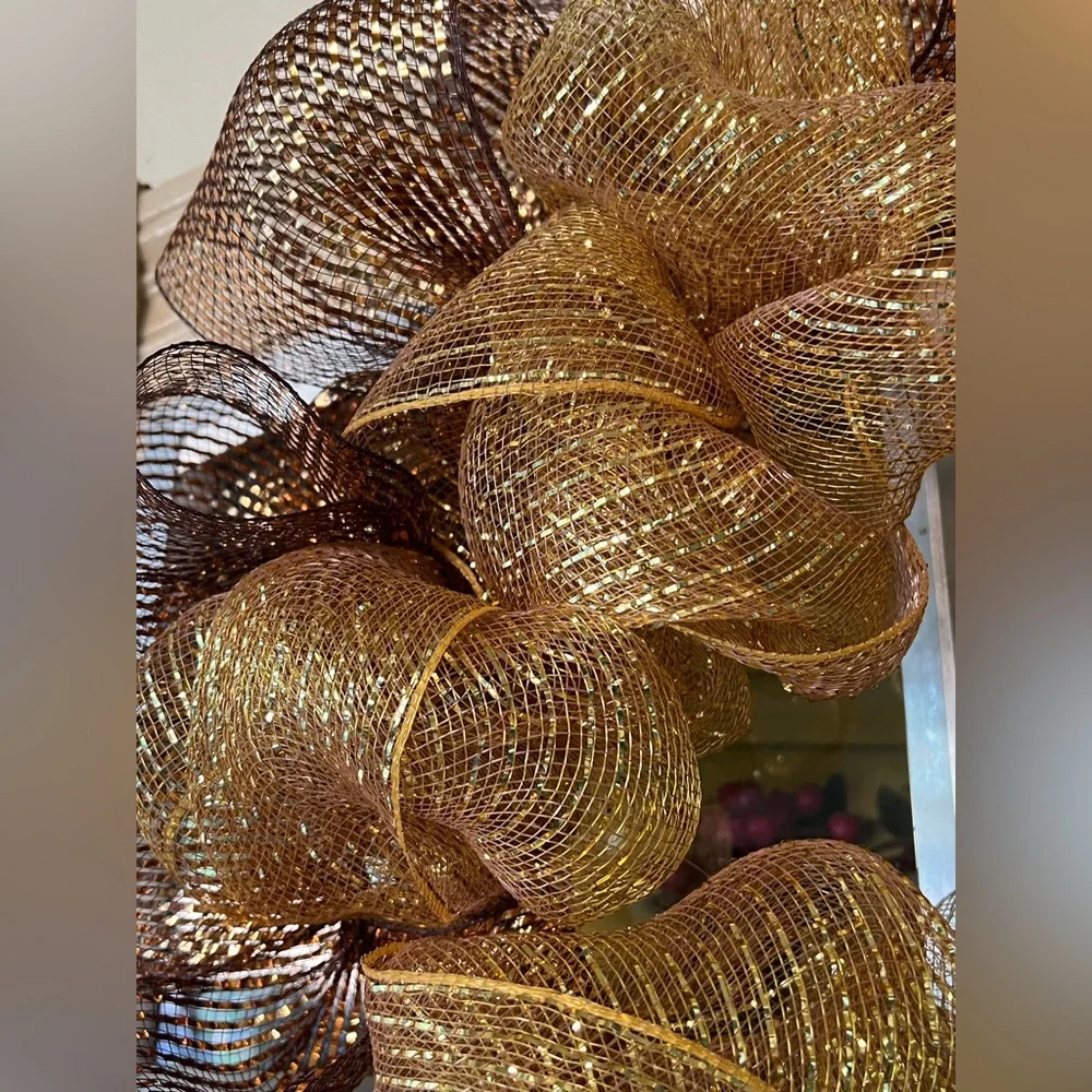 NWOT HANDMADE FALL DECO MESH WREATH.